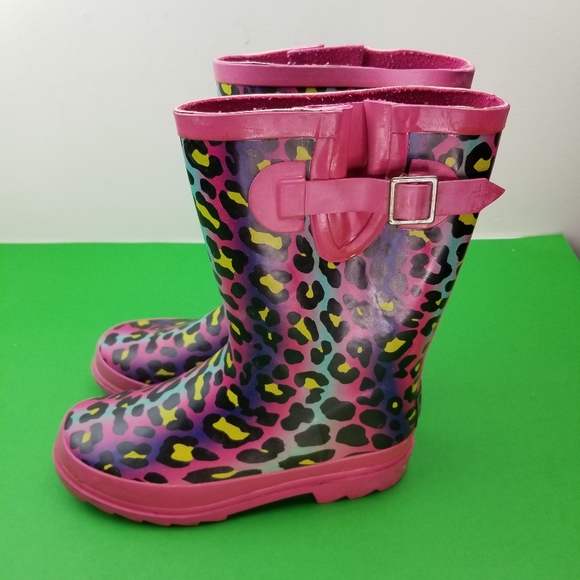 Austin Trading Co Rain Boots Girls Size 3 Rainbow - Picture 5 of 8
